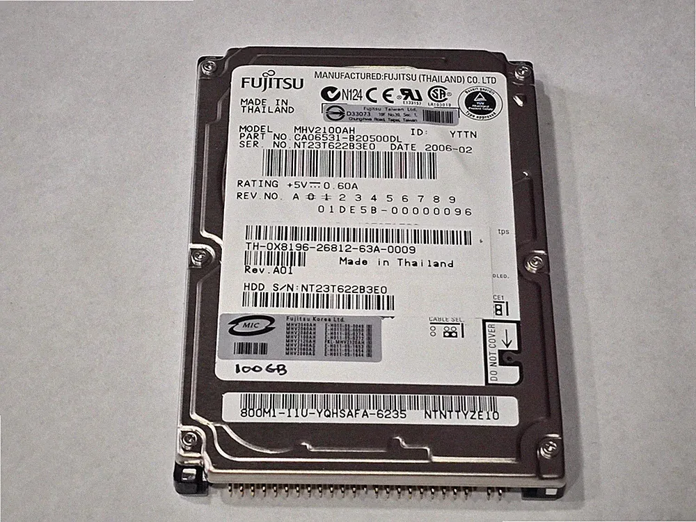 Fujitsu 100GB 2.5 Hard Drive 5.4KB IDE MHV2100AH