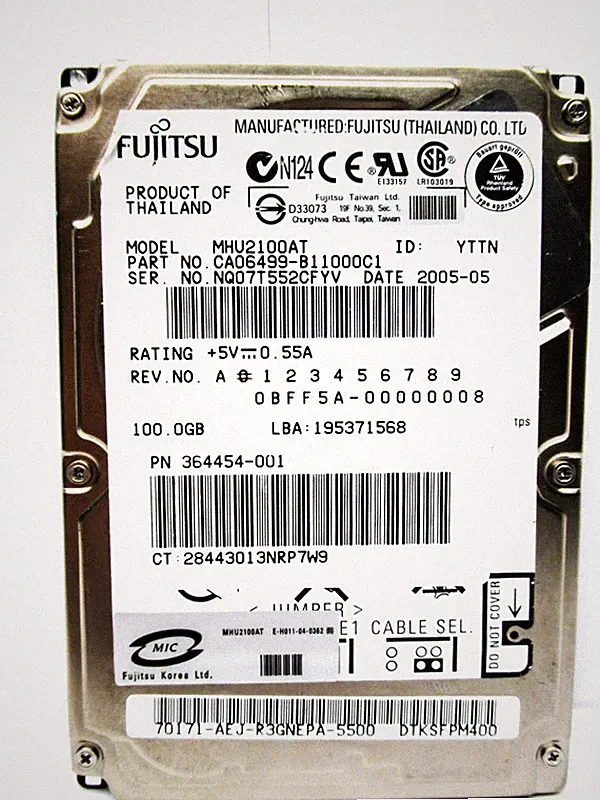 Fujitsu 100GB MHV2100AT CA06499-B11000C1 IDE Laptop Hard Drive - WIPED & TESTED